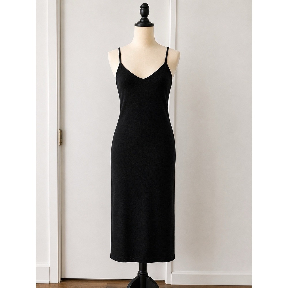 Freshman Black Knit Midi Dress NWT Women's Small Bodycon Slip Dress Minimalist